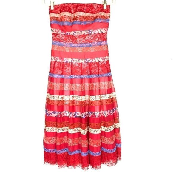 Tadashi Shoji Floral Lace Strapless Dress - Picture 1 of 12